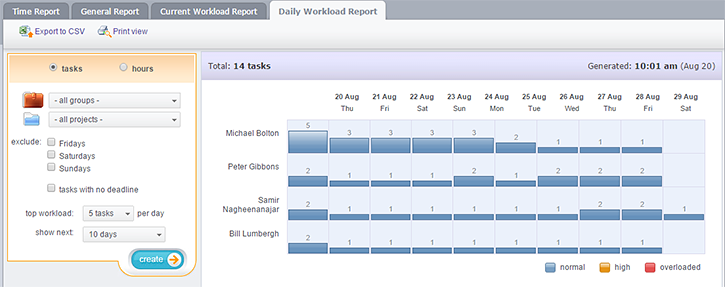 Daily Workload Report