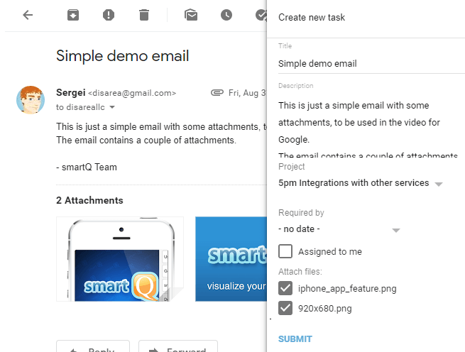 Gmail Add-on form