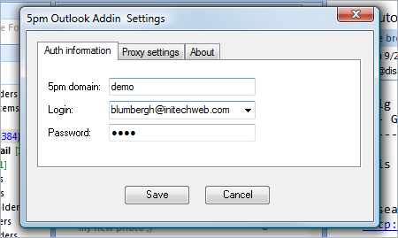 Outlook Addin settings