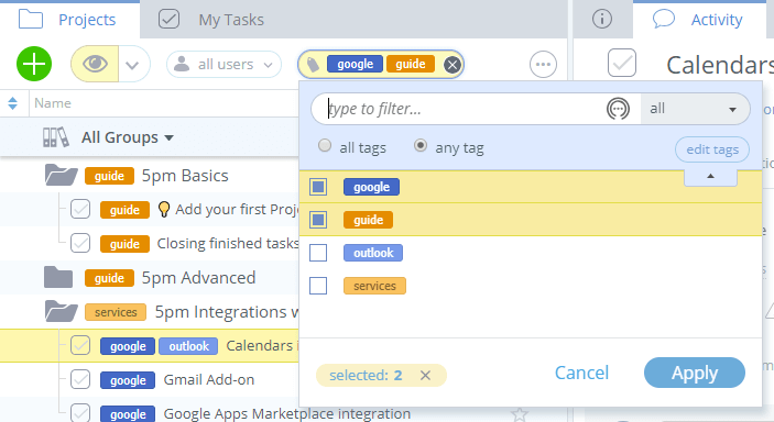Filtering by Tags