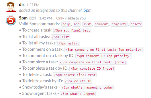 Slack commands